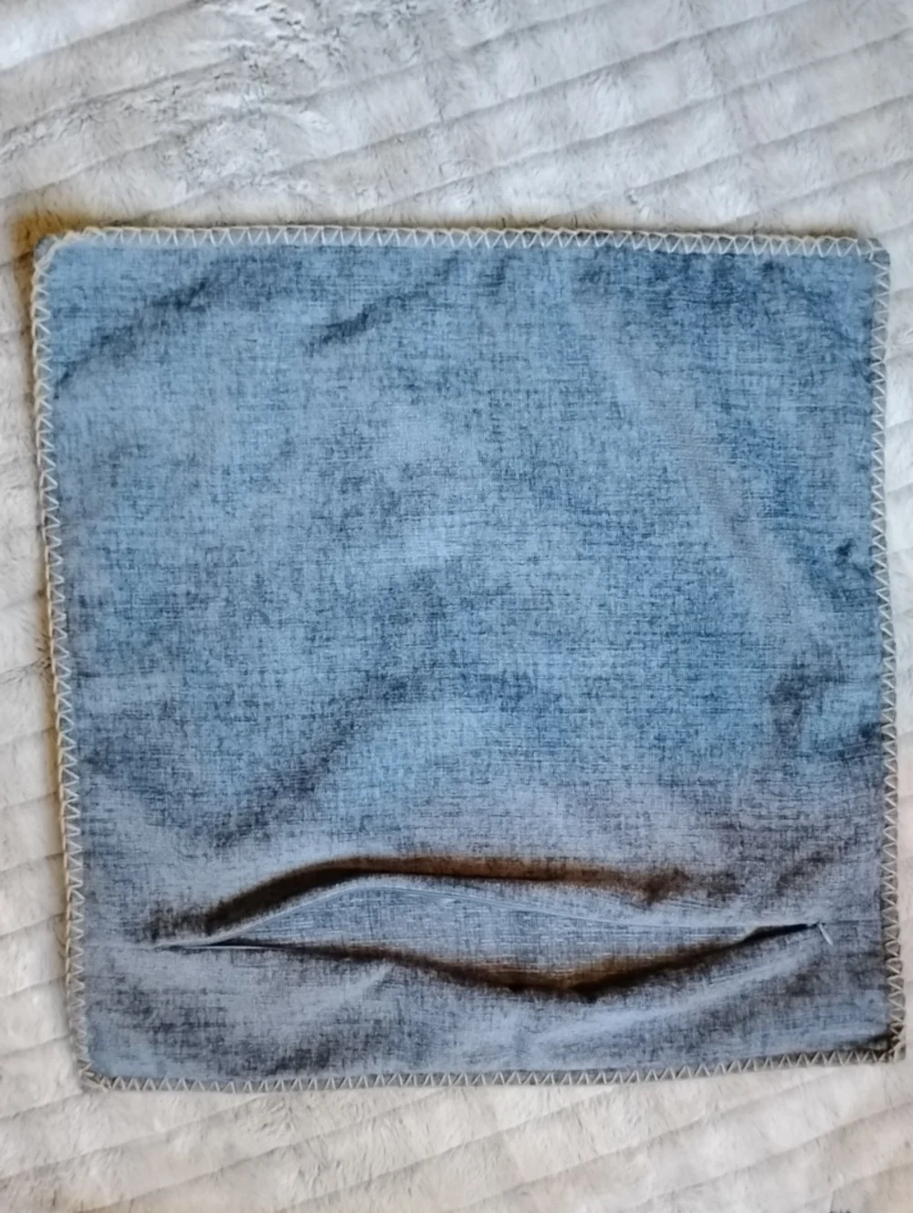 Steel Blue Pillow Cover with Whipstitch Edge (1)